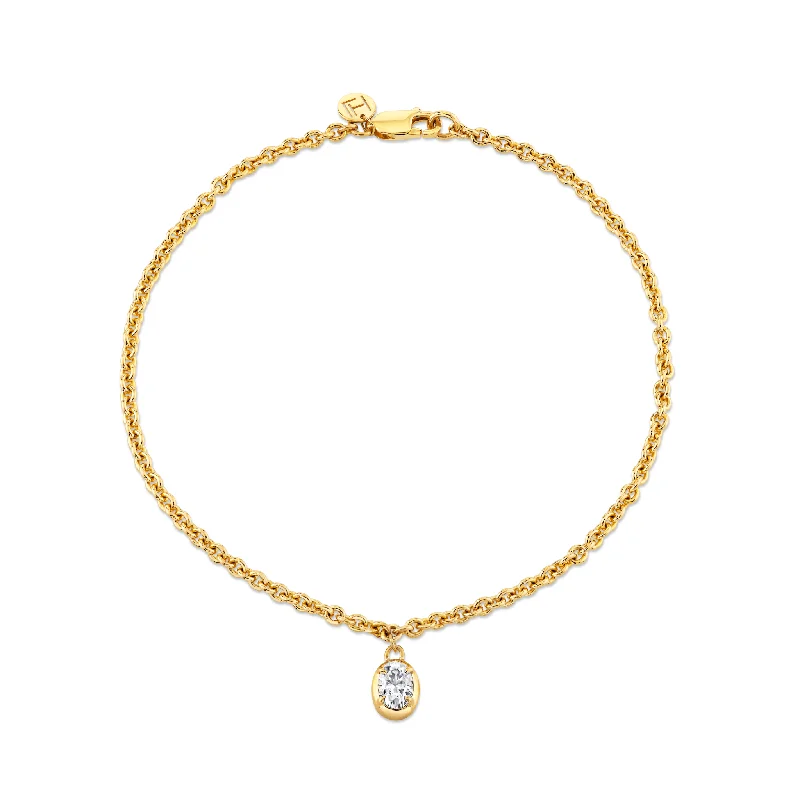 gold bangle bracelet for women-Oval Diamond Chain Anklet