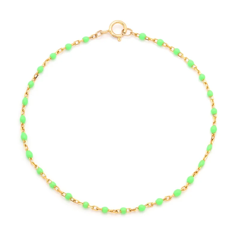 elegant bangle bracelet for women-Candy Chain Anklet | Lime & Gold