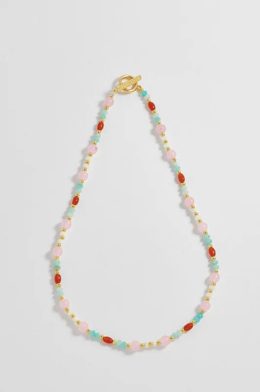 delicate chain necklace for women-Gemstone T-Bar Necklace