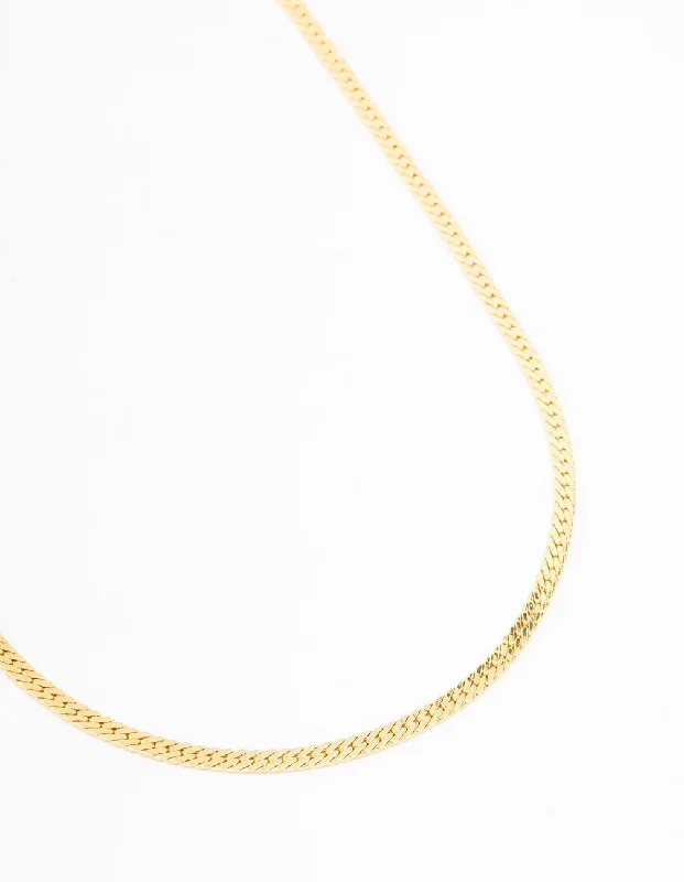 pearl necklace for women-Gold Plated Classic Snake Chain Necklace