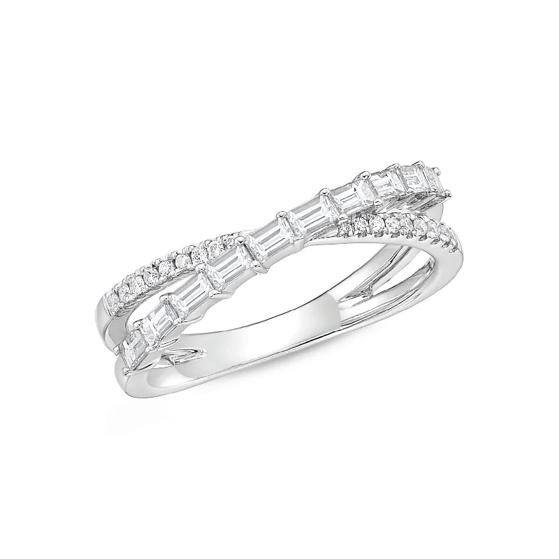 luxury engagement rings for women-18K White Gold 1/2Ct Diamond Crisscross Ring