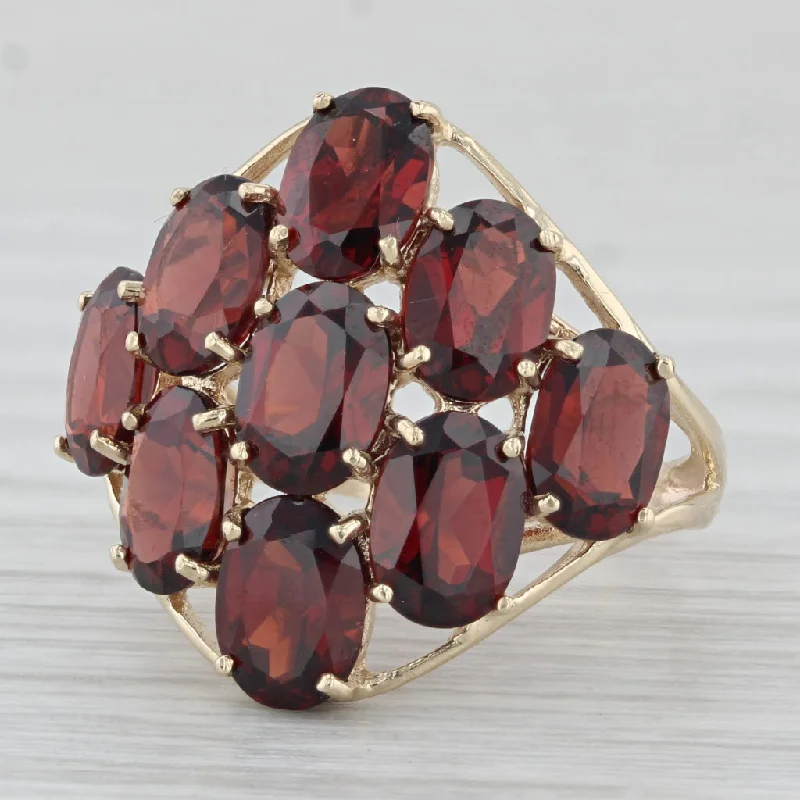 big diamond engagement rings for women-8.40ctw Garnet Cluster Ring 10k Yellow Gold Size 6.25 Cocktail