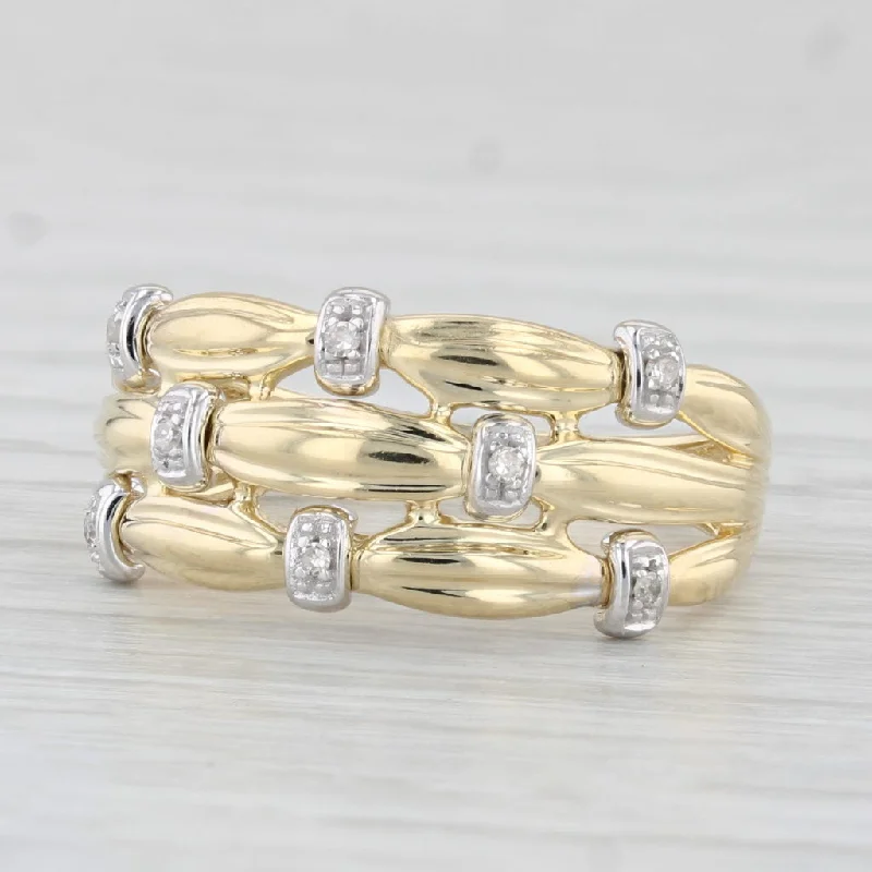 simple engagement rings for women-Diamond Accented 3-Band Ring 18k Yellow Gold Size 7.25