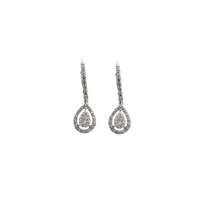 minimalistic earrings for women-Teardrop Diamond Dangling Earrings (10K)