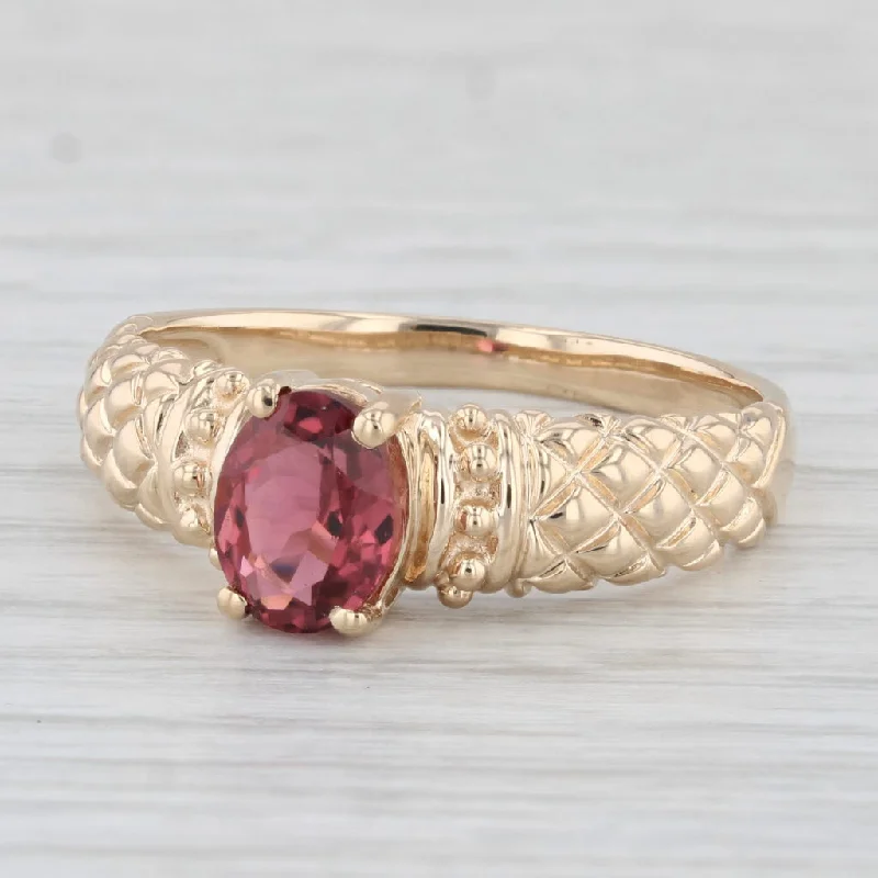 stylish engagement rings for women-1.30ct Oval Pink Tourmaline Solitaire Ring 14k Yellow Gold Size 11