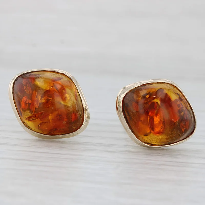 gemstone engagement rings for women-Vintage Men's Amber Cufflinks 333 8k Yellow Gold Folding Backs