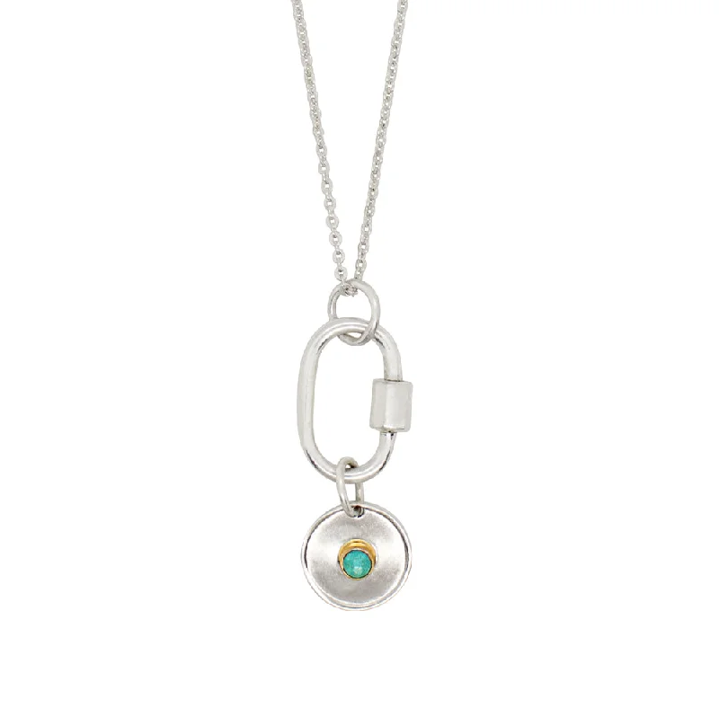 eternity necklace for women-December Birthstone Carabiner Necklace - Turquoise