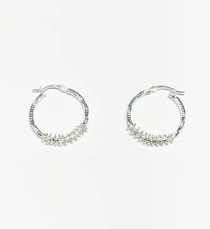 custom earrings for women-Spring Hoop Earrings (Silver)