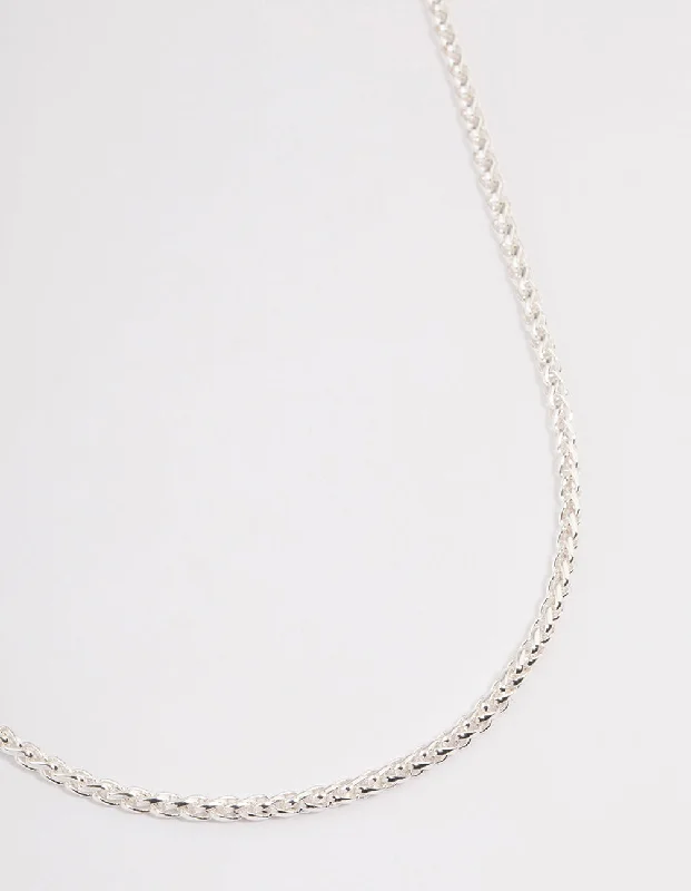 dainty gold necklace for women-Silver Classic Wheat Chain Necklace