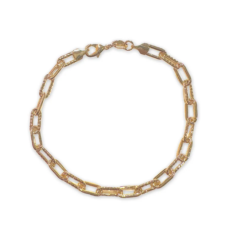 bangle bracelet for women-18K Gold Filled Texture Paper Clip Chain Anklet