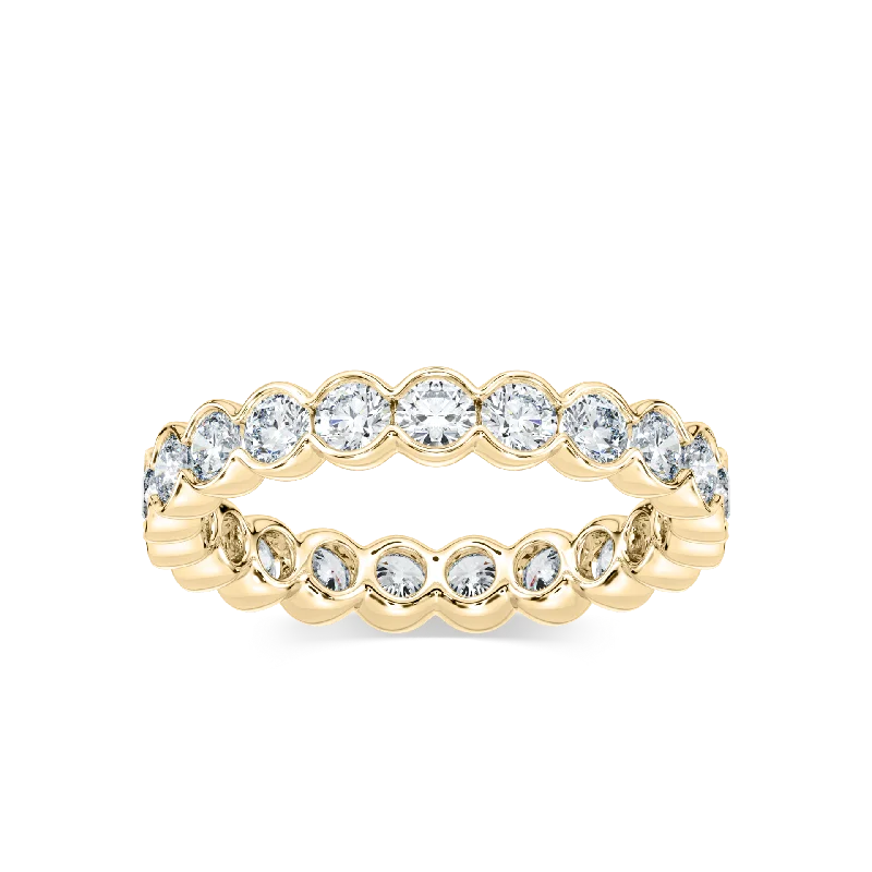 engagement rings with colored stones for women-Round Semi Bezel Eternity Band