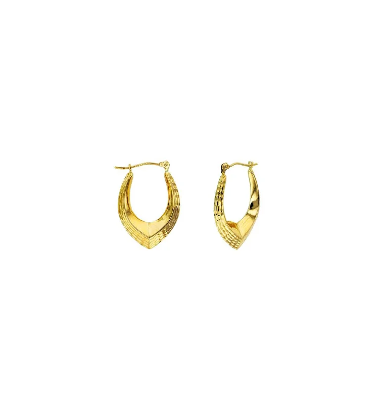 dangling earrings for women-Marquise-Shaped Hoop Earrings (14K)