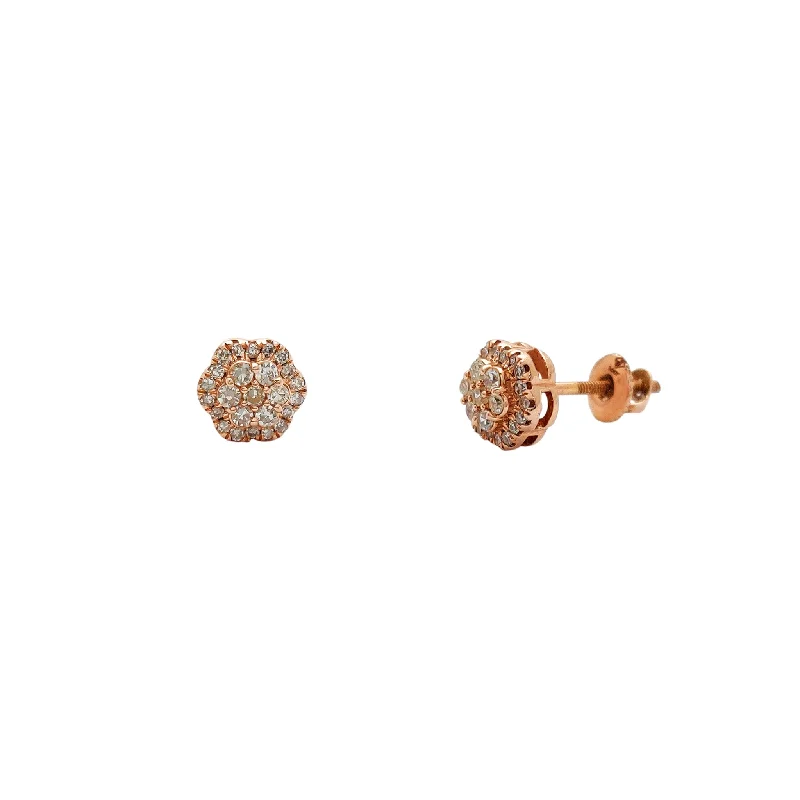 chandelier earrings for women-Rose Gold Diamond Cluster Stud Earrings (14K)