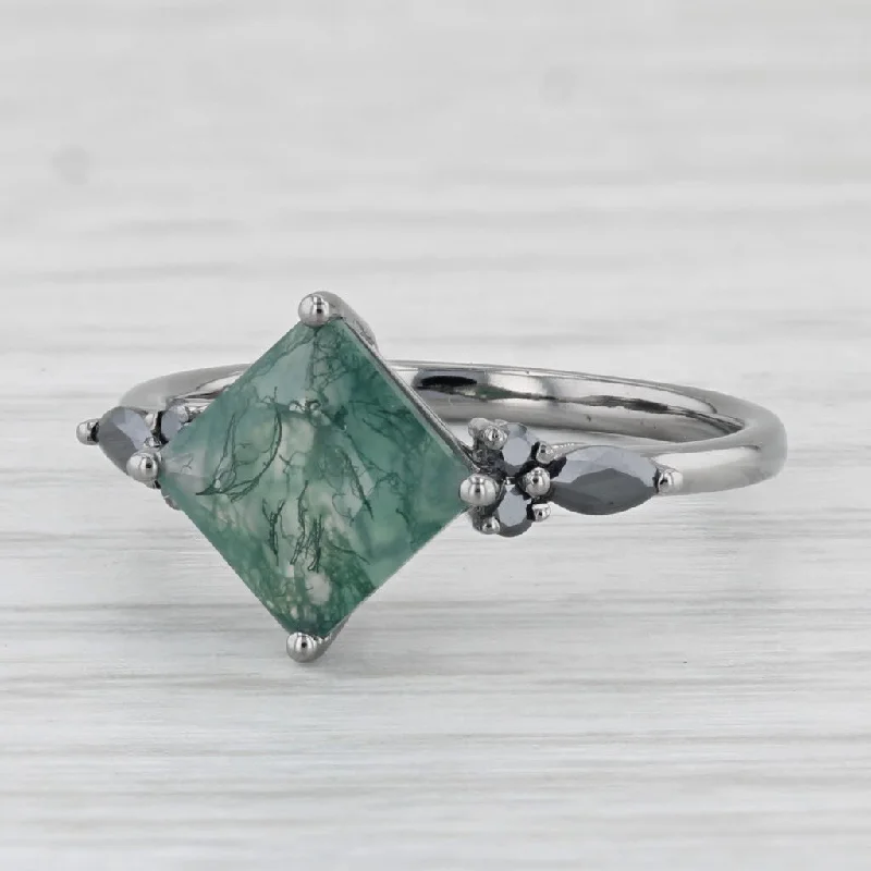 gemstone engagement rings for women-Moss Agate Ring 10k Yellow Gold Size 6