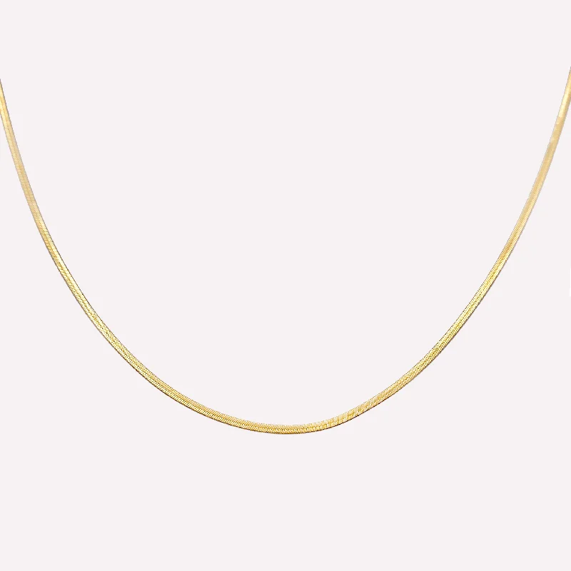 personalized gold necklace for women-FLAT SNAKE CHAIN NECKLACE