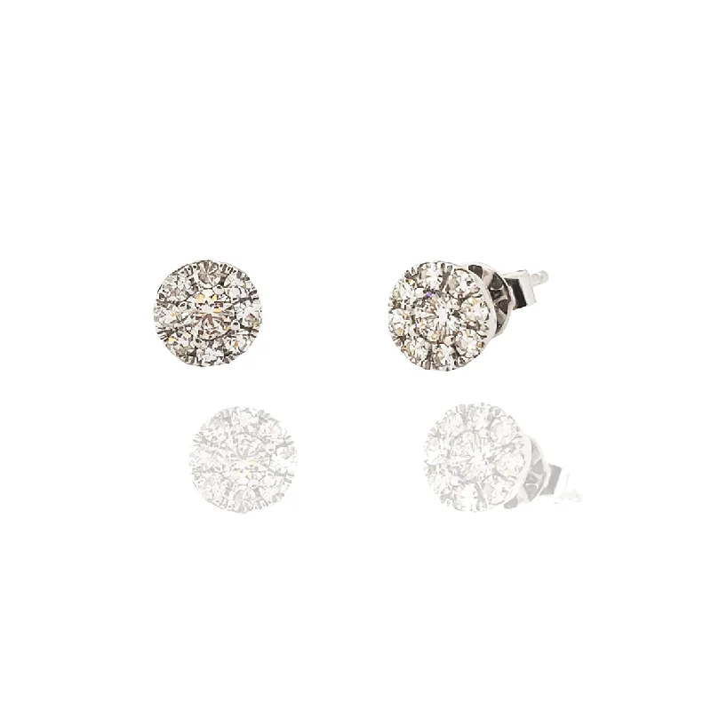 unique earrings for women-Round Diamond Stud Earring (14K)