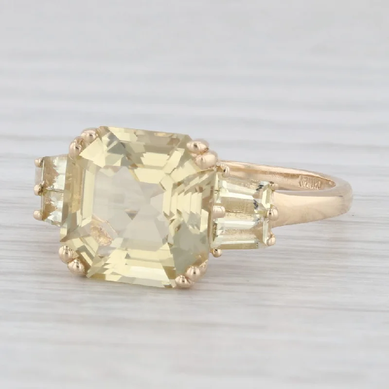 affordable diamond engagement rings for women-4.98ctw Citrine 14K Yellow Gold 3-Stone Ring Size 9.5