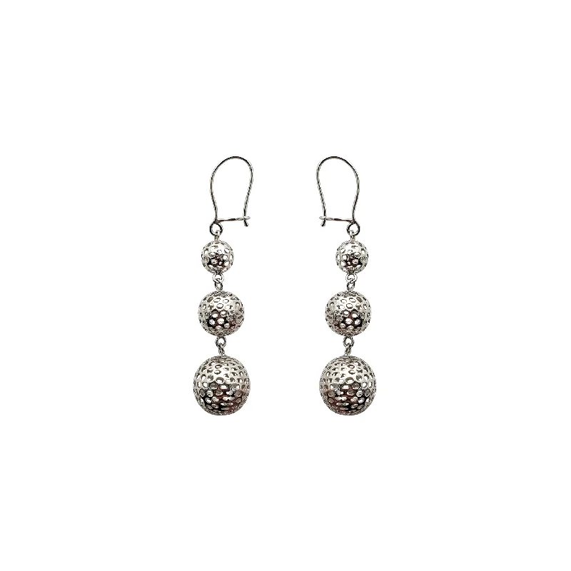 chic drop earrings for women-Hanging Outlined Spheres Earrings (14K)