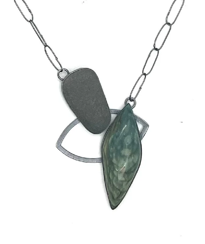 luxury gold necklace for women-2 Leaf Rock and Gary Green Jasper Necklace