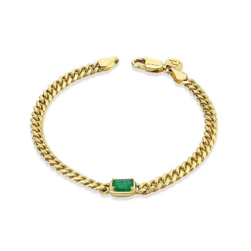 beaded bracelet for women-Queen Emerald Cut Emerald Cuban Anklet