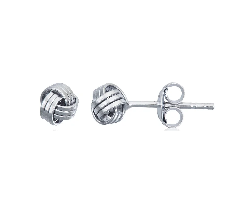 cute earrings for women-Love Knot Stud Earrings (Silver)