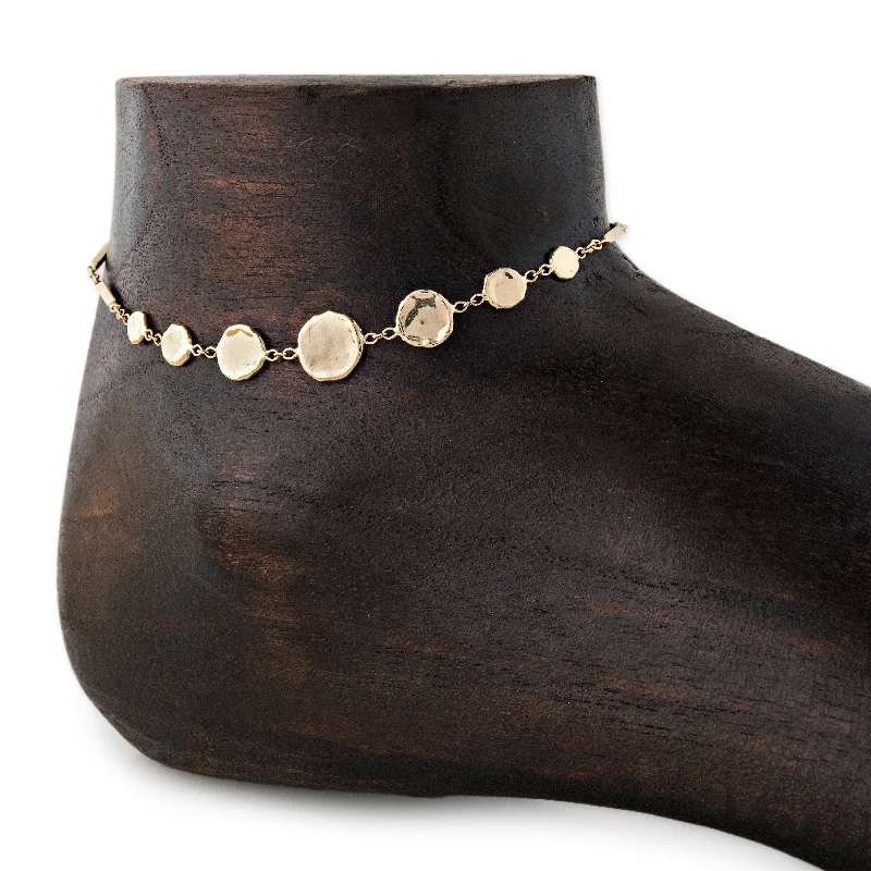 leather anklet for women-7 GRADUATED DISC + SMOOTH BAR ANKLET