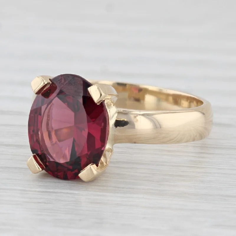 designer engagement rings for women-4.50ct Oval Rhodolite Garnet Solitaire Ring 9k Yellow Gold Size 7.5