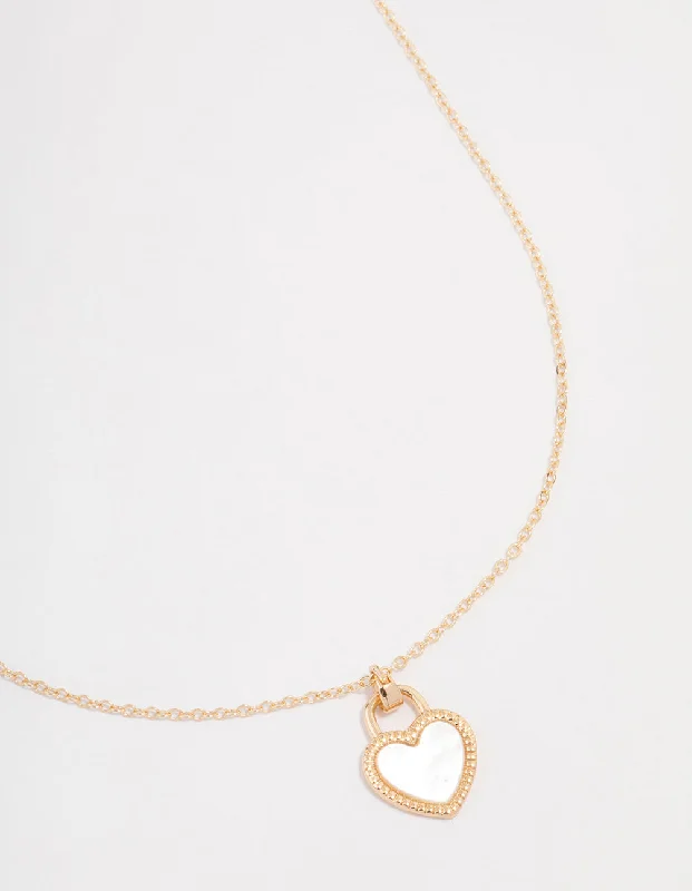 layered necklace for women-Gold Heart Locket Pendant Necklace