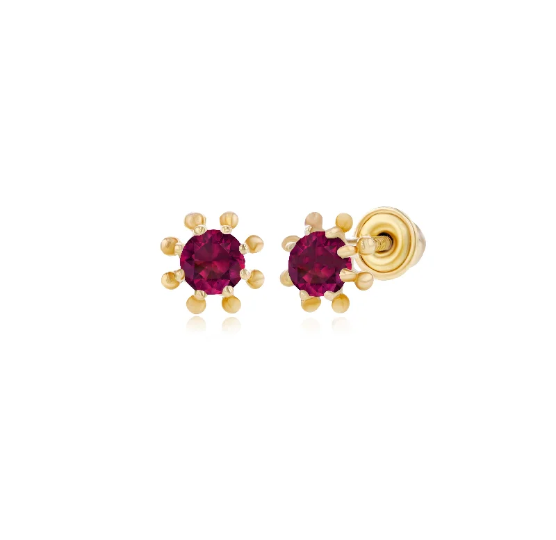 dainty earrings for women-Wheel Stud Earrings (14K)