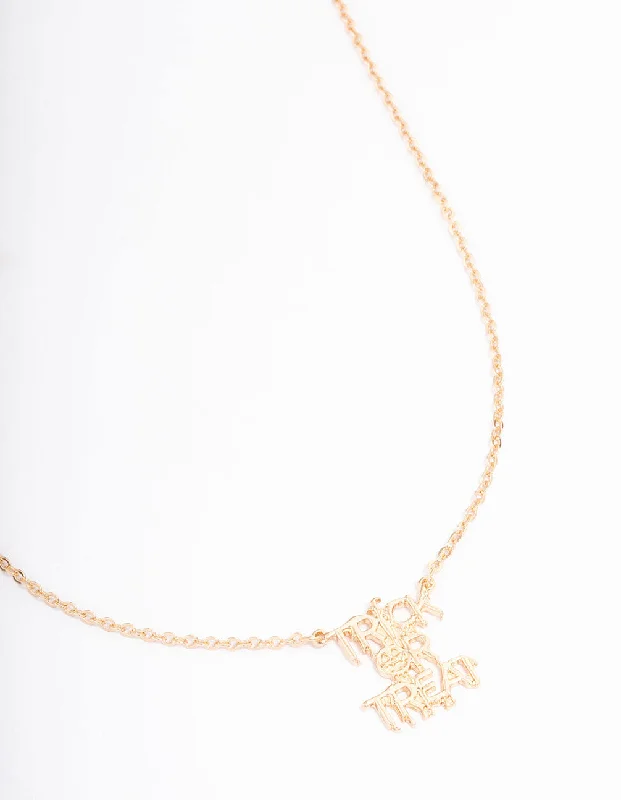 zodiac necklace for women-Gold Trick Or Treat Pumpkin Necklace