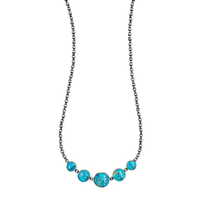 silver pendant necklace for women-Turquoise Coin Bonfire Necklace | Available to ship January 28, 2025