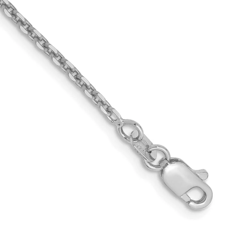 ankle bracelet with diamond for women-14K White Gold 9 inch 1.65mm Diamond-cut Cable with Lobster Clasp Anklet