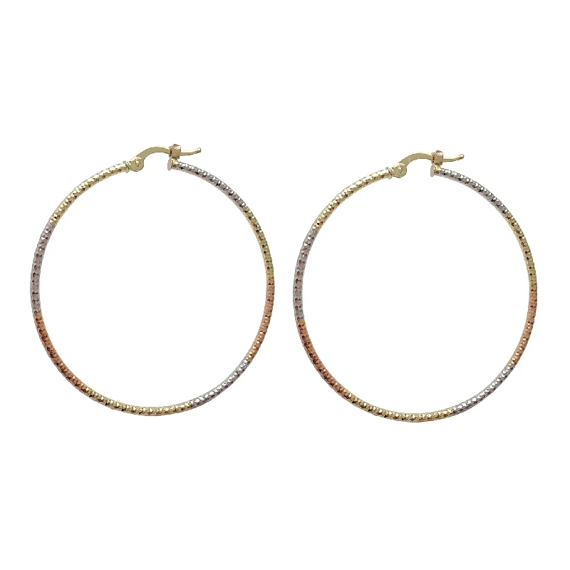 gold chandelier earrings for women-Tricolor Popcorn Hoop Earrings (14K)