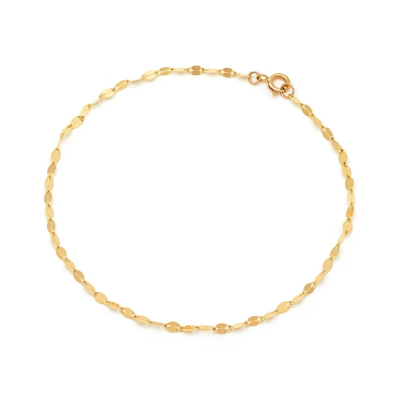 bohemian bracelet for women-Shimmer Mirror Anklet | Solid 14k Gold