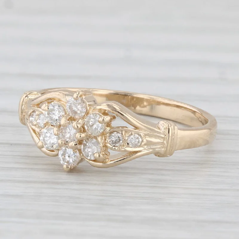 classic engagement rings for women-0.25ctw Diamond Flower Cluster Ring 14k Yellow Gold Size 6.5