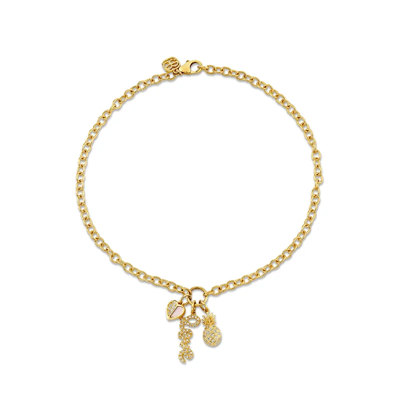 rainbow bracelet for women-Gold & Diamond Cali Love Anklet