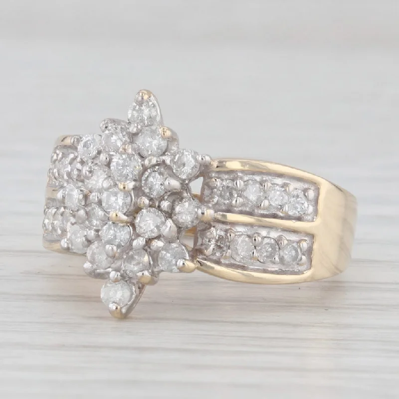 double band engagement rings for women-0.75ctw Diamond Cluster Ring 10k Yellow Gold Size 7 Cocktail