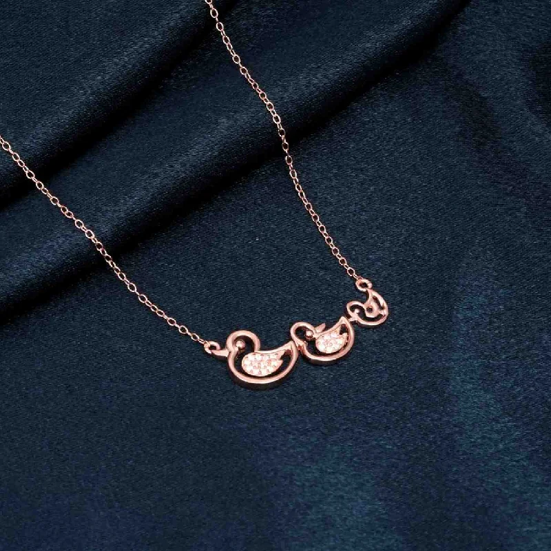 gold pendant necklace for women-Rose Gold Swim Ducks Necklace