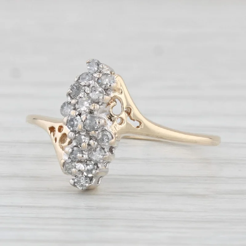 halo engagement rings for women-0.26ctw Diamond Cluster Ring 10k Yellow Gold Size 6.5 Bypass