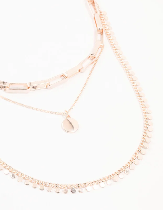 silver necklace for women-Rose Gold Plated  Jingle Multirow Necklace