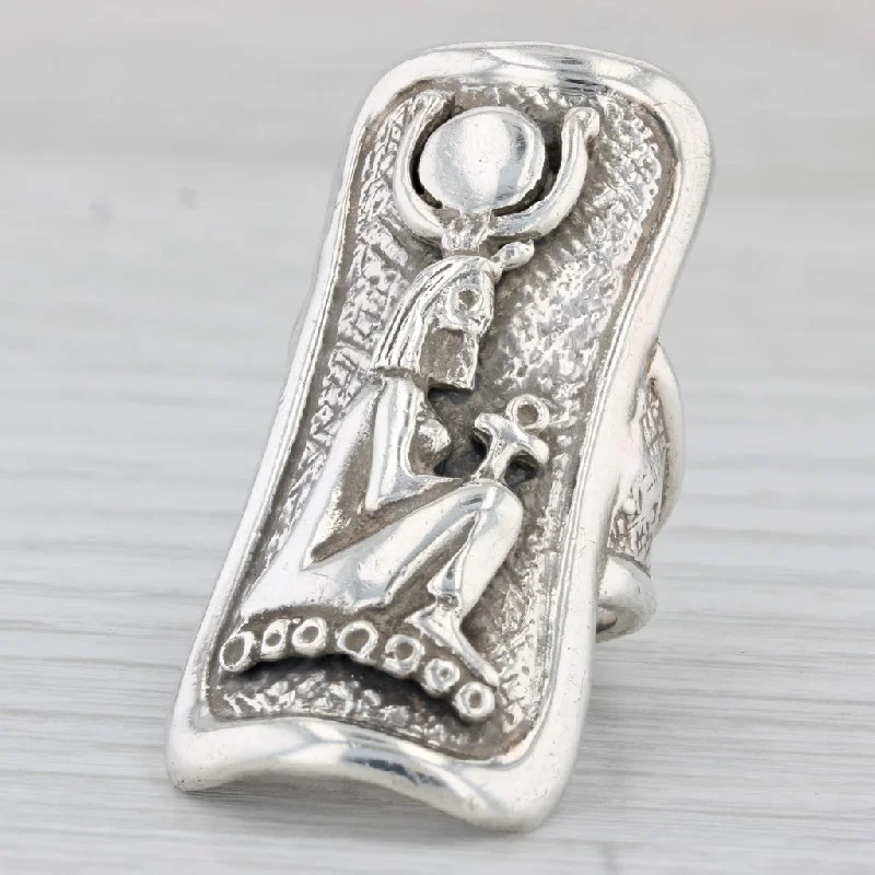 antique engagement rings for women-Tribal Figural Statement Ring Sterling Silver Size 6.5 Sara