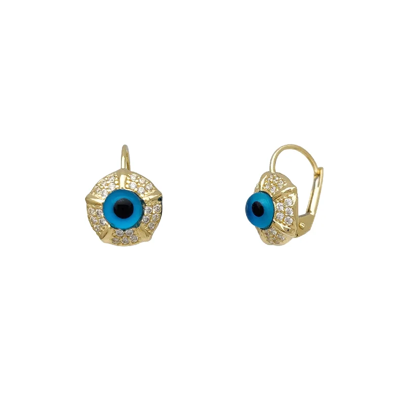 colorful earrings for women-Icy Evil Eye Earrings (14K)