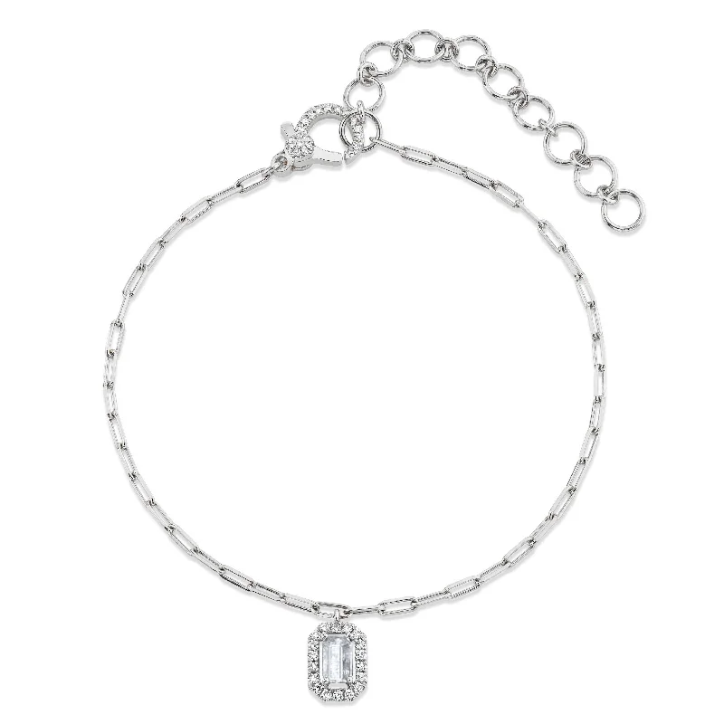 anklet with gemstones for women-MINI ME DIAMOND HALO DROP ANKLET