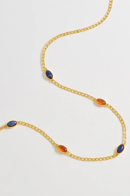 opal necklace for women-Gemstone Chain Necklace