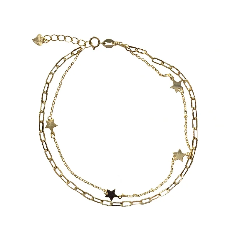 chunky bracelet for women-Star Chain Link Layered Anklet