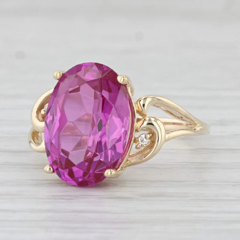 ruby engagement rings for women-8ct Pink Lab Created Sapphire Ring 14k Yellow Gold Size 7 Oval Solitaire