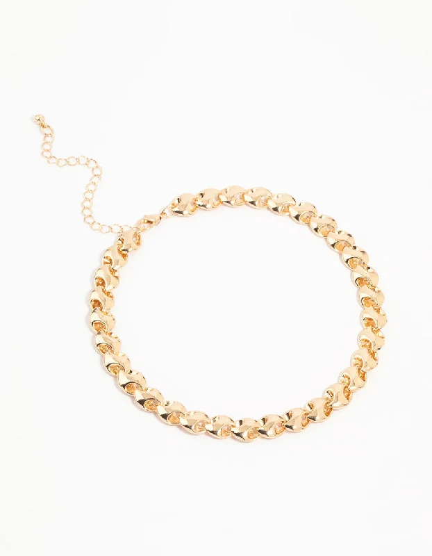 simple gold necklace for women-Gold Chain Choker Necklace