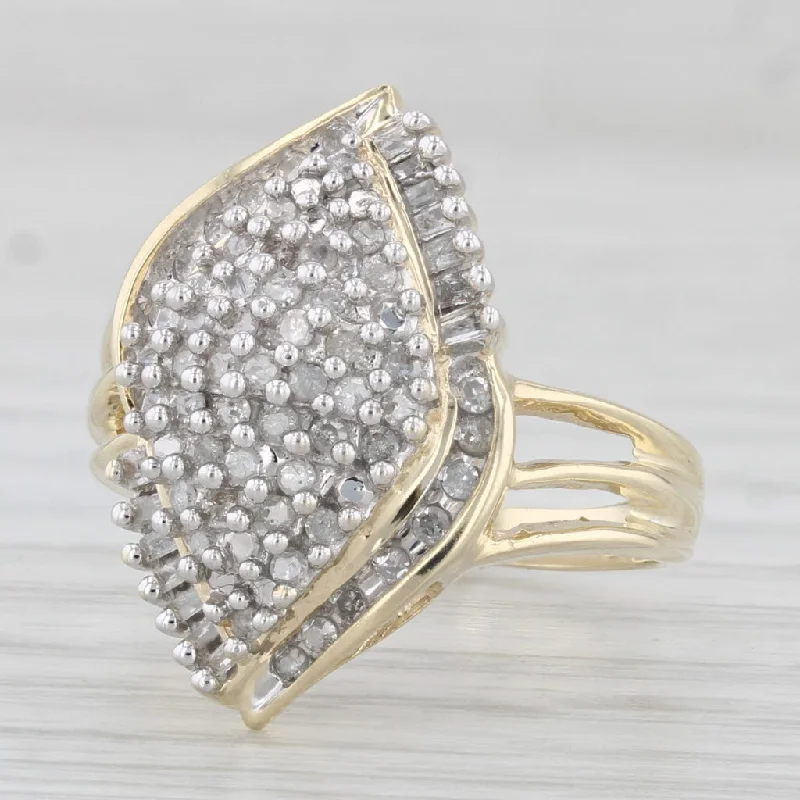 modern engagement rings for women-0.23ctw Diamond Cluster Ring 10k Yellow Gold Size 7Cocktail