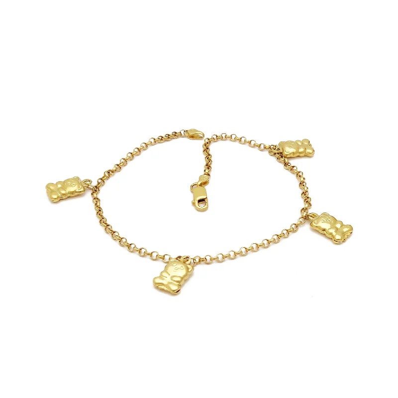 designer bracelet for women-Mini Teddy Bear Anklet (14K)