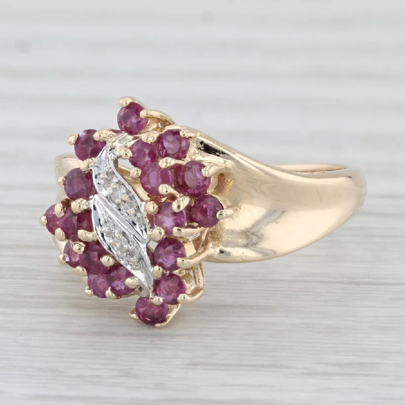 beautiful solitaire engagement rings for women-0.75ctw Ruby Diamond Cluster Ring 10k Yellow Gold Size 7 Bypass